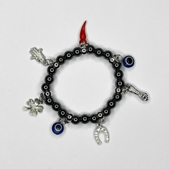 PULSEIRA DE HEMATITA COM PINGENTES - CONTRA OLHO GORDO - comprar online
