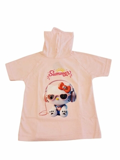 REMERA MANGA CORTA CON CAPUCHA KITTY