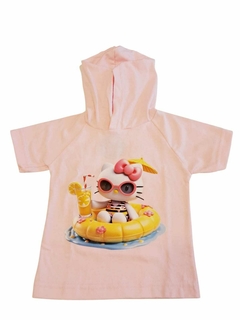 REMERA MANGA CORTA CON CAPUCHA KITTY
