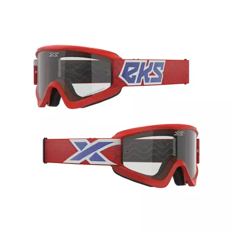 GOX FLAT-OUT CLEAR GOGGLE RED, WHITE, BLUE METALLIC EKS