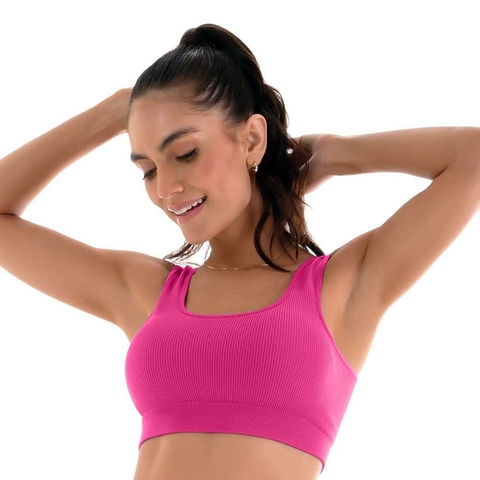 Top fitness com bojo removível sem costura