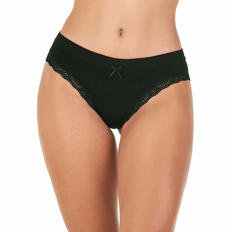 Calcinha anatomica Jacquard sem costura com renda