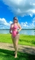 MAIÔ MAYA ZEBRA LARANJA COM ROSA
