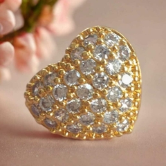 Brinco Coração Cravejado 10mm Hipoalergenico Banhado a Ouro 18k Semijoia