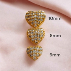 Brinco Coração Cravejado 10mm Hipoalergenico Banhado a Ouro 18k Semijoia