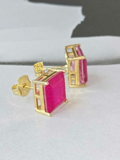 Brincos Cristal Rosa Banhado a Ouro 18k Hipoalergênico