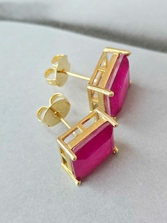 Brincos Cristal Rosa Banhado a Ouro 18k Hipoalergênico