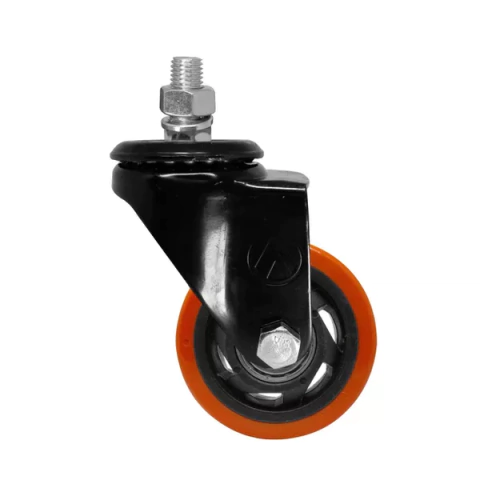 Rodízio de PVC Laranja Giratório 3" Rosca - A09130-GR - Ajax