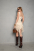 Vestido Curto Com Franjas Decote Reto, Suede, Laila - Sofistique Modas