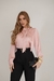 Blusa Sonia Manga Longa Detalhe Laço Gola, Crepe Seda, Sofia - Sofistique Modas