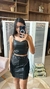 Conjunto Saia e Cropped Com Detalhe Franja E Decote Coração, Couro P.U, Selma - comprar online