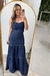 Conjunto Saia Longa E Top Corset Sem Alça, Jeans, Safira - Sofistique Modas