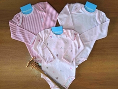 Kit 3 bodys Manga Longa Rosa