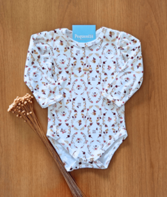 Conjunto Body Manga Longa e Calça Floral Suedine Egipcio na internet
