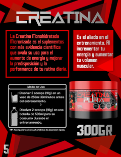 Creatina Monohidratada Micronizada x 300 gramos Sabor Frutilla lo