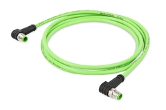 [756-1204/060-100] ETHERNET cable; M12D plug; angled; M12D plug; angled; 4-pole; Length: 10 m