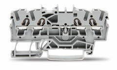 [2002-1401] 4-conductor through terminal block; 2.5 mmþ; suitable for Ex e II applications; side and center marking; for DIN-rail 35 x 15 and 35 x 7.5; Push-in CAGE CLAMP¨; 250 mmþ; gray