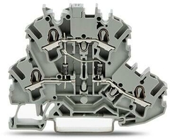 [2002-2214/1000-489] Component terminal block; double-deck; with 2 diodes 1N4007; Bottom anode; for DIN-rail 35 x 15 and 35 x 7.5; 2.5 mmþ; Push-in CAGE CLAMP¨; 250 mmþ; gray