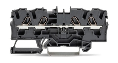 [2004-1405] 4-conductor through terminal block; 4 mmþ; suitable for Ex e II applications; side and center marking; for DIN-rail 35 x 15 and 35 x 7.5; Push-in CAGE CLAMP¨; 400 mmþ; black