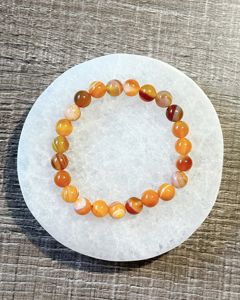 Pulseira de Ágata de Fogo 8mm - Força Pessoal e Equilíbrio