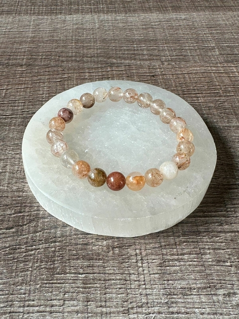 Pulseira em Quartzo Rutilado 8mm - Metas e Desejos