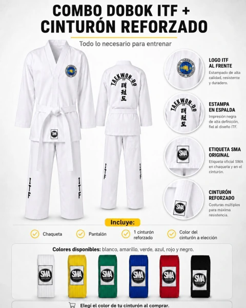 COMBO DOBOK ITF + CINTURON REFORZADO