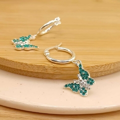 Argollas Mariposas - Alas con piedritas Verdes