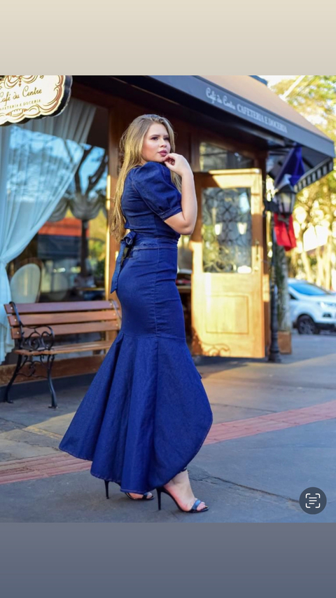 conjunto de cropt e saia longa