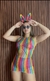 Vestido tela colorida