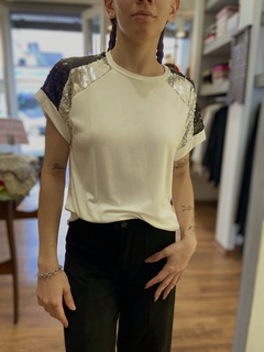 Remera lentejuelas Bicolor