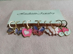 Paquete de 5 pares de aretes cielo rosa