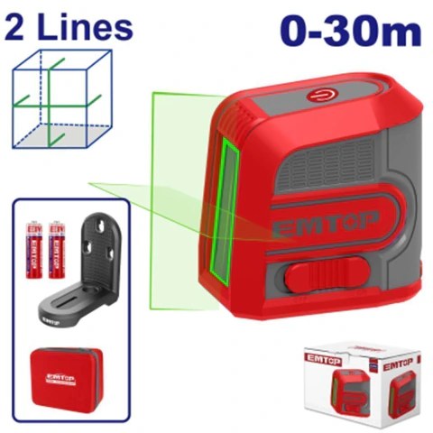 Nivel laser verde 30mt - 2 lineas TOP VALUE EMTOP ESLE2M03