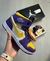 Imagem do Bota Jordan 1 low Cano Alto Lakers Roxo Branco Amarelo 38 ao 43 a Pronto Entrega
