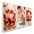 Quadros Decorativos Flor Tulipa Branca Dourada 3 Peças Mosaico Sala Quarto Escritório - loja online