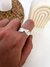 Anillo Regulable Hojitas Acero Blanco