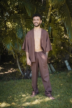 Kimono Linho Marrom