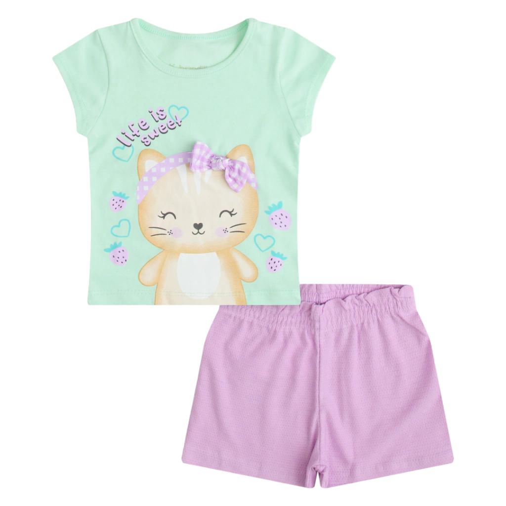Conjunto Bebê Menina Life is Sweet Brandili Verde
