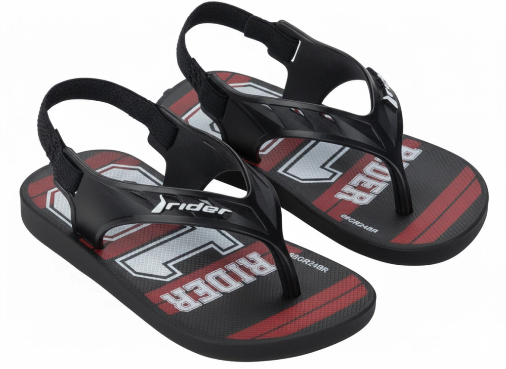 Sandália Infantil Rider Street Preta e Vermelha – Do 19 ao 25