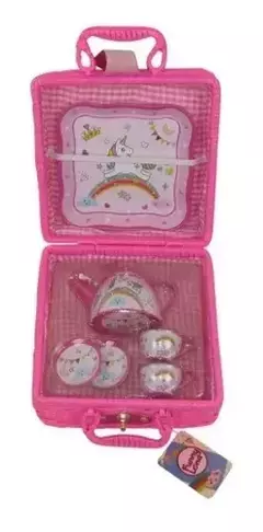 Juego Set De Té Unicornio Canasta Mimbre 7 Pz Juguete Valija en internet