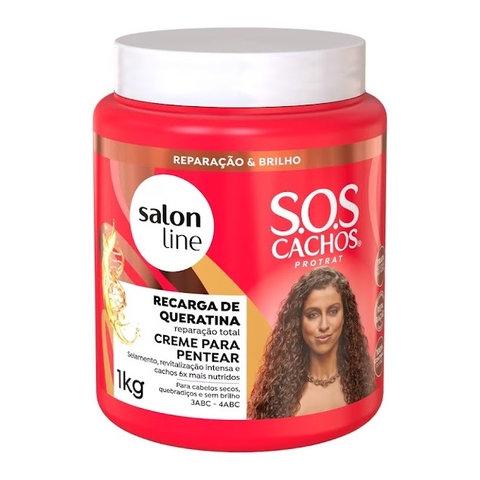 Creme para Pentear Reparação Total SOS Cachos Recarga de Queratina Salon Line 1kg