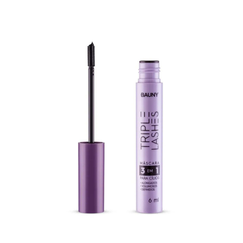 Máscara de cílios Volume e Alongamento Triple Lashes 3 em 1 Bauny 6ml