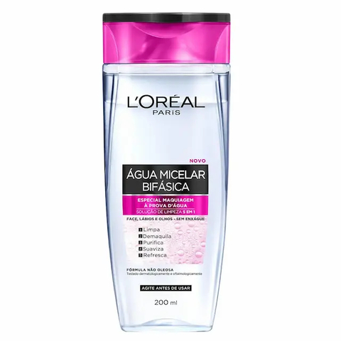 Água Micelar Bifásica Loréal Paris Solução de Limpeza 5 em 1 200ml