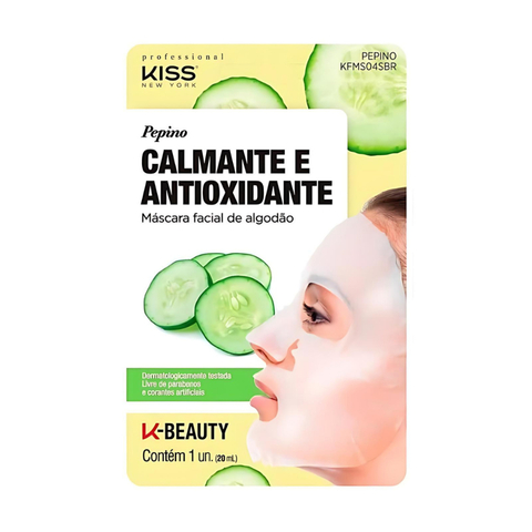 Máscara Facial de Algodão Pepino Calmante e Antioxidante - Kiss New York