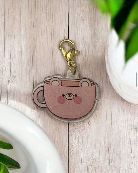 Pingente fofo para pulseira Xícara Ursinho Rosa - comprar online