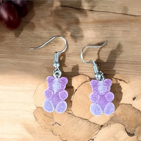 Brincos fofos em resina Coleção Ursinhos Berry Uva - comprar online