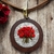 Colar bastidor mini bouquet de rosas vermelhas bordadas com fio de couro - comprar online