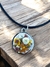 Colar relicário com Mini flores prateado fio marrom café - comprar online