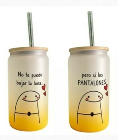 vaso de vidrio esmerilado tapa bambú 500 ml personalizados - tienda en línea