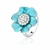 Anel flor esmaltada na cor azul com zircônias