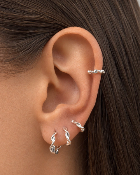 Piercing de Pressão Ondulado - Prata